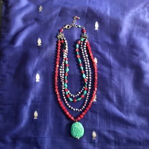 20” turquoise and coral necklace